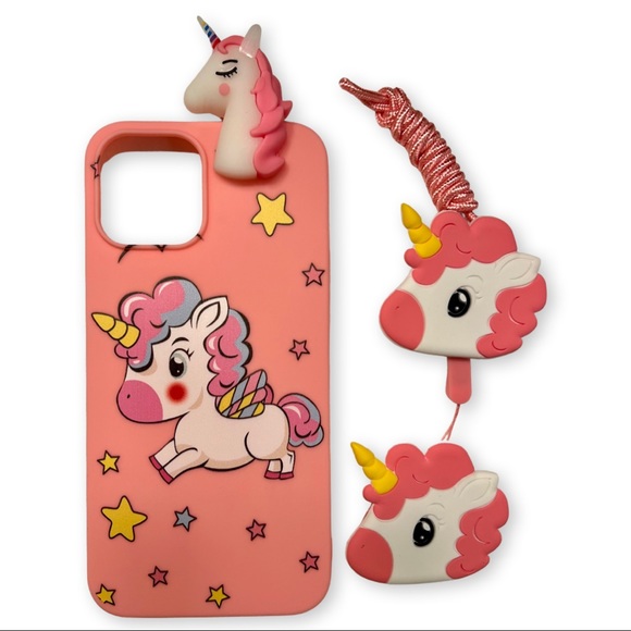 iphone 12 pro max unicorn case with matching lanyard and popsocket - Picture 1 of 5